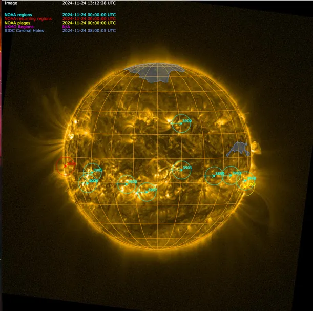 Mapa solar de regions actives