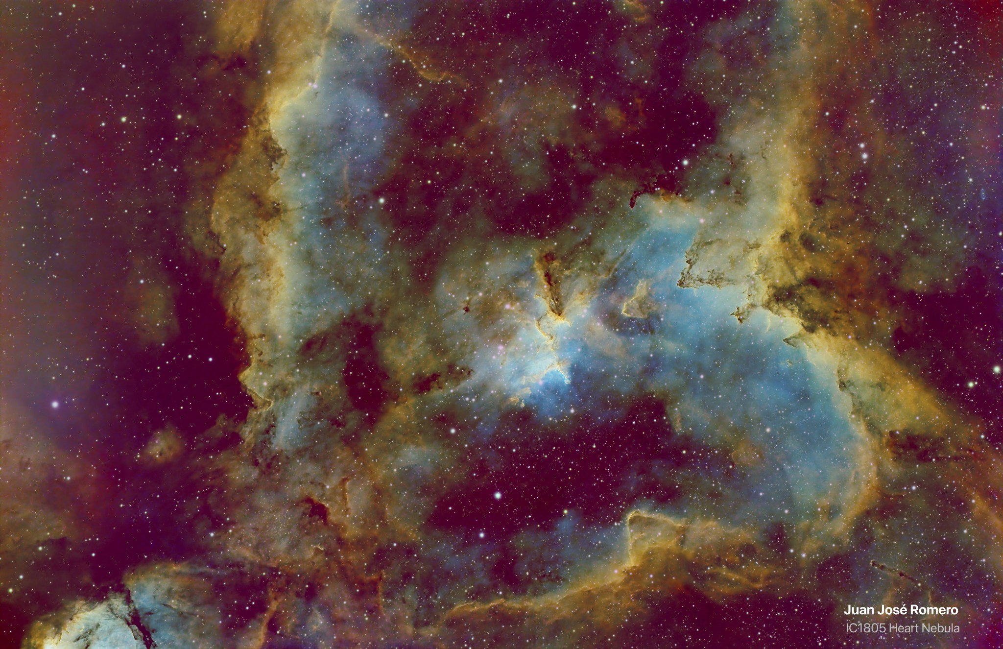 Composición SHO – versión 1: IC1805 – Nebulosa del Corazón (SHO)