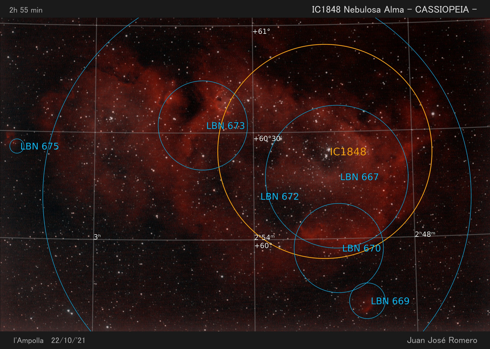 Imagen anotada: IC 1848 – Nebulosa del Alma