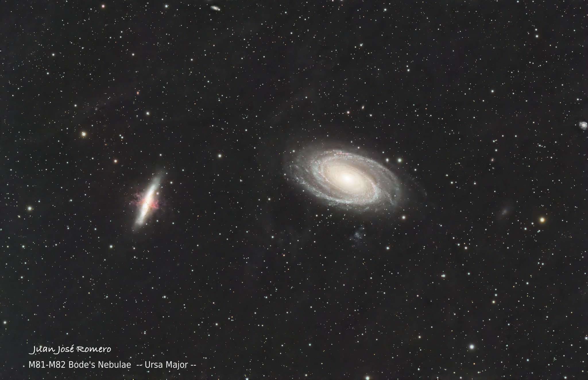 Fotografia de M81 (Galàxia de Bode) i M82 (Galàxia del Cigar)