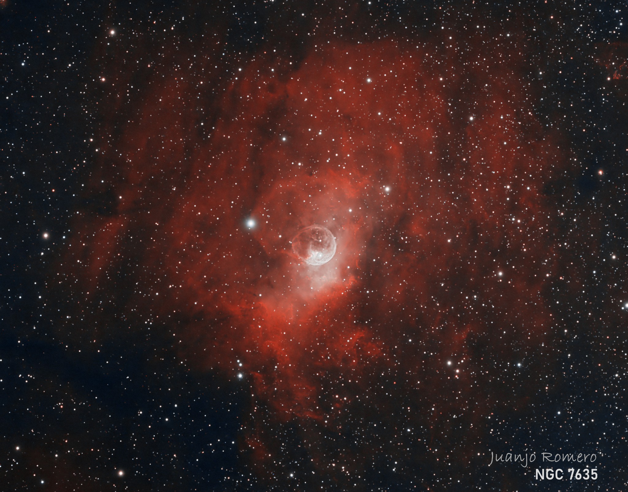 Detalle de la nebulosa de la Burbuja: NGC7635 – Nebulosa de la Burbuja