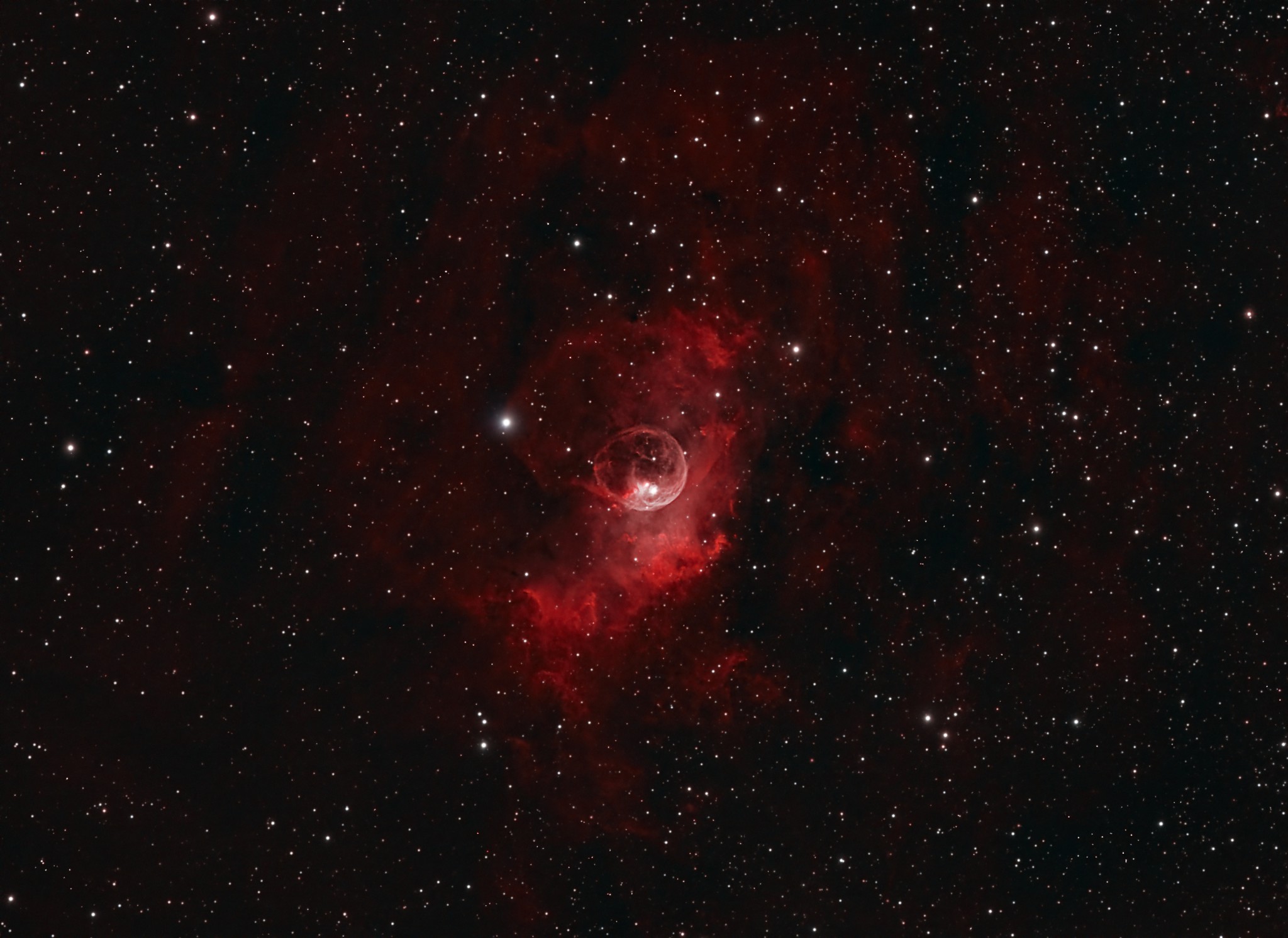 Campo de visión en HOO: NGC7635 – Nebulosa de la Burbuja
