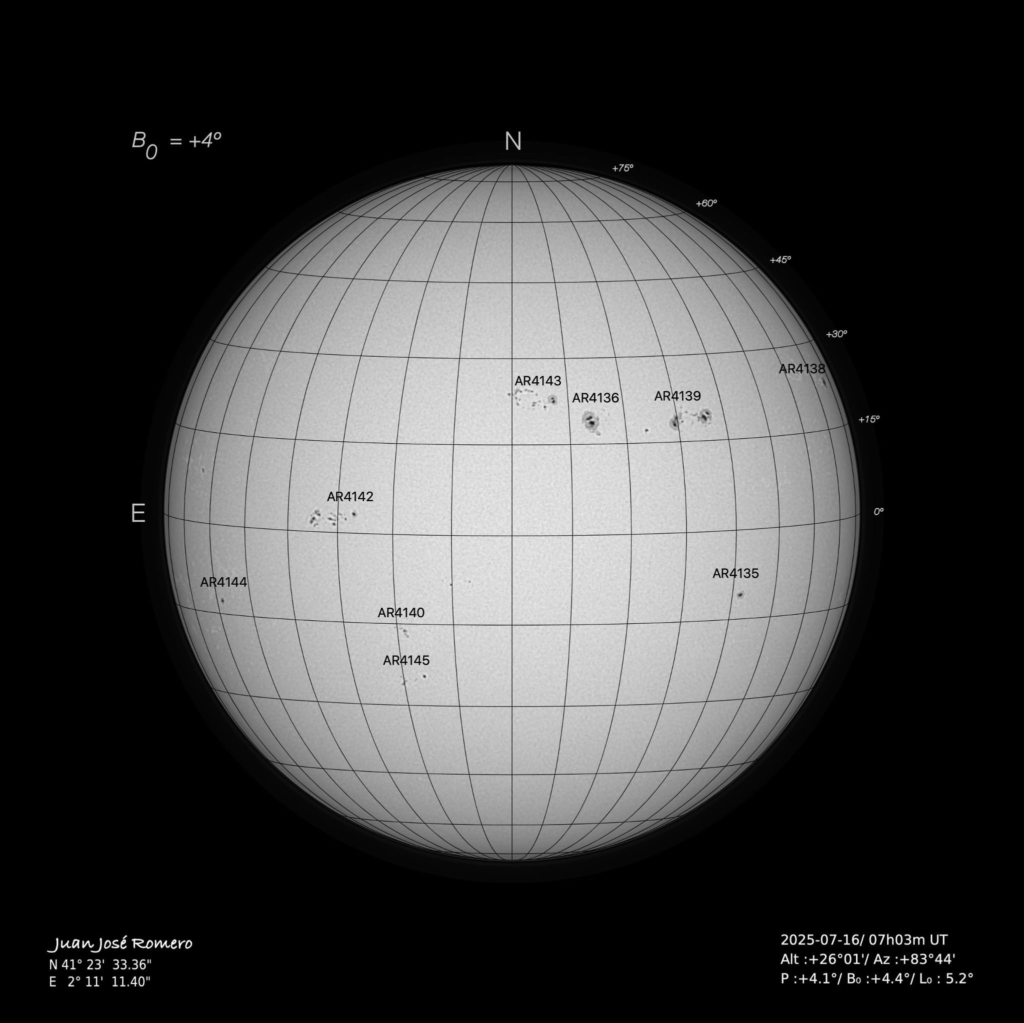 solar photograph, 16 July 2025