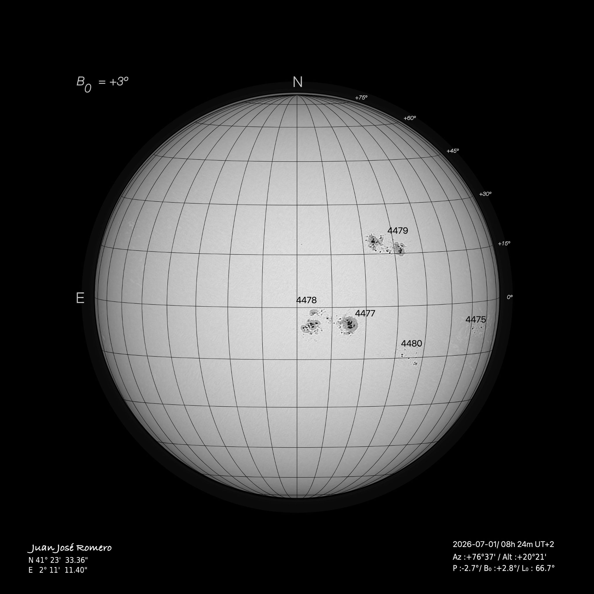 solar photograph, 1 July 2026
